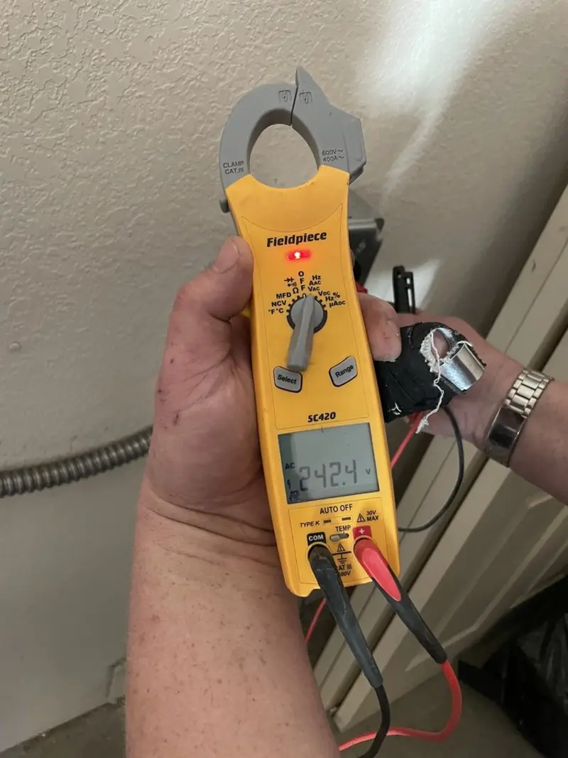 Voltage testing with clamp meter during Generator Installation in Holladay